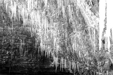 Icicles on rock at Low Tatras mountains, Slovakia