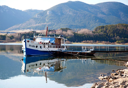 Water reflection on water basin Liptovska Mara, Slovakia のeditorial素材