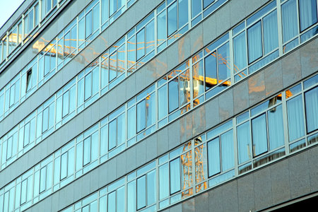 Reflection of the crane on the building, Rotterdam - Netherlands
