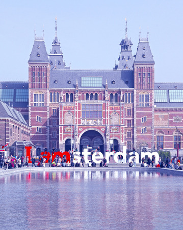 AMSTERDAM, NETHERLANDS - APRIL 3: Rijksmuseum in city Amsterdam on April 3, 2014 in Amsterdamのeditorial素材
