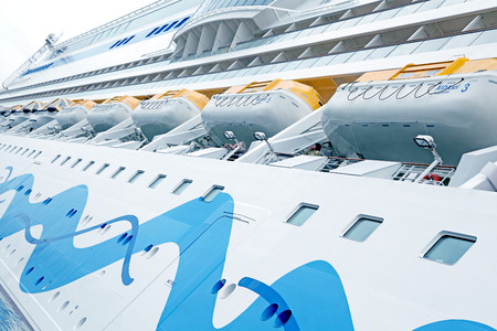 AMSTERDAM, NETHERLANDS - APRIL 3: Cruise ship AIDAsol in the Amsterdam port on April 3, 2014 in Amsterdamのeditorial素材