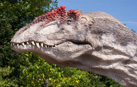BRATISLAVA, SLOVAKIA - JUN 28: Realistic model of dinosaur at Dinopark on Jun 28, 2014 in Bratislavaのeditorial素材