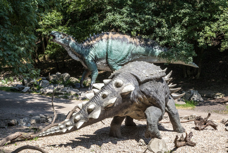 BRATISLAVA, SLOVAKIA - JUN 28: Realistic model of dinosaur at Dinopark on Jun 28, 2014 in Bratislavaのeditorial素材