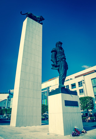 BRATISLAVA, SLOVAKIA - JUN 28: Statue of genaral M.R. Stefanik at city Bratislava on Jun 28, 2014 in Bratislavaのeditorial素材