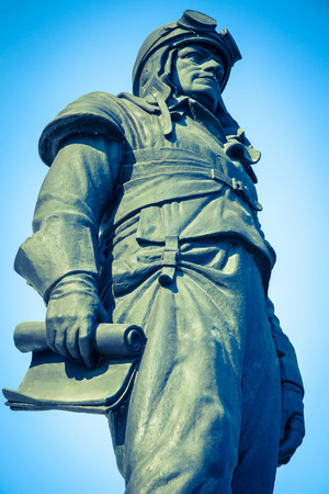 BRATISLAVA, SLOVAKIA - JUN 28: Statue of genaral M.R. Stefanik at city Bratislava on Jun 28, 2014 in Bratislavaのeditorial素材
