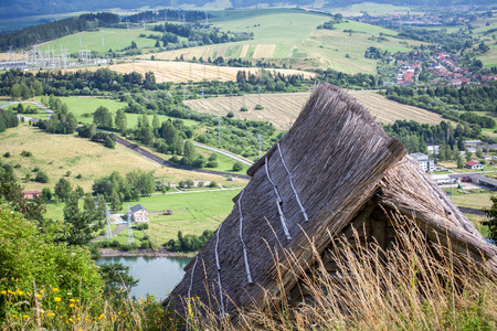Old celtic dwelling at open-air musem Havranok - Slovakiaのeditorial素材