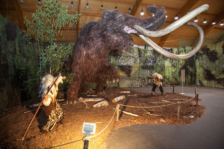 LIPTOVSKY MIKULAS, SLOVAKIA - AUGUST 28: Realistic model of prehistoric animal on the exhibition Gigants on August 28, 2014 in Liptovsky Mikulasのeditorial素材