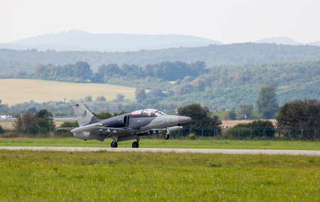 SLIAC, SLOVAKIA - AUGUST 30: Airplane L-159 Alca at International air fest SIAF 2012 at airport Sliac on August 30, 2014 in Sliacのeditorial素材