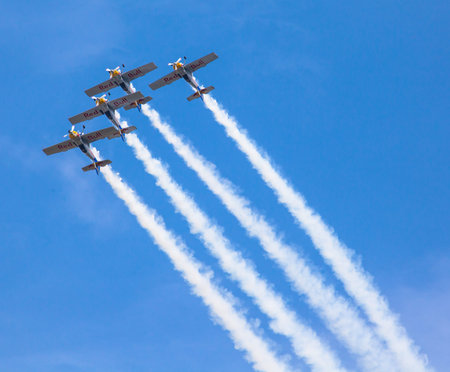 SLIAC, SLOVAKIA - AUGUST 30: Aerobatic Team Flying Bulls at International air fest SIAF 2012 at...