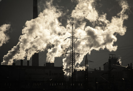 Air pollution - factory at town Ruzomberok, Slovakia