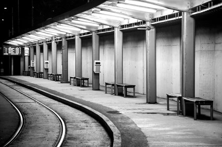 BRATISLAVA, SLOVAKIA - DECEMBER 15: Empty tram stop on  December 15, 2014 in Bratislava