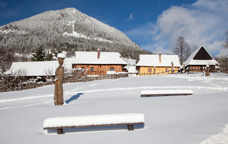 VLKOLINEC, SLOVAKIA - JANUARY 31:  Picturesque historical village  Vlkolinec on January 31, 2015 in Vlkolinecのeditorial素材