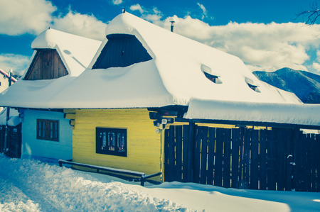 VLKOLINEC, SLOVAKIA - JANUARY 31:  Picturesque historical village  Vlkolinec on January 31, 2015 in Vlkolinecのeditorial素材