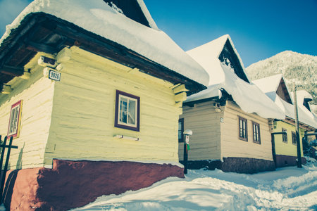 VLKOLINEC, SLOVAKIA - JANUARY 31:  Picturesque historical village  Vlkolinec on January 31, 2015 in...