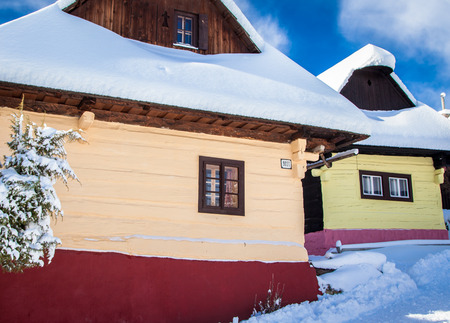 VLKOLINEC, SLOVAKIA - JANUARY 31:  Picturesque historical village  Vlkolinec on January 31, 2015 in Vlkolinecのeditorial素材