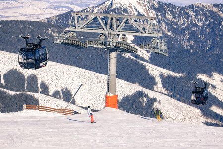 JASNA, SLOVAKIA - FEBRUARY 18: Modern cableway FUNITEL in ski resort Jasna - Low Tatras mountains on February 18, 2015 in Jasnaのeditorial素材