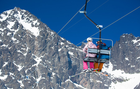 TATRANSKA LOMNICA, SLOVAKIA - JANUARY 31: Old cableway at ski resort on March 21, 2015 in Tatranska Lomnicaのeditorial素材