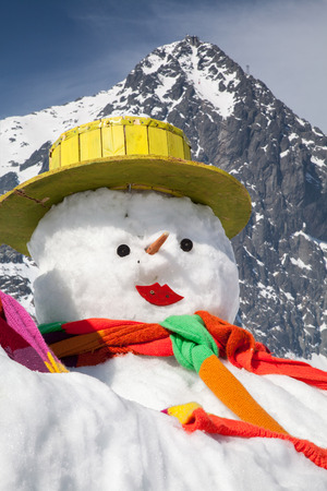 Big snowman in High Tatras mountains, Slovakiaの写真素材
