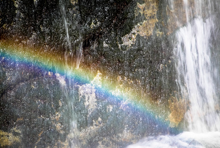 Rainbow at SUTOVSKY waterfall, Slovakiaの写真素材