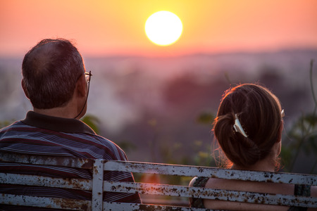 Sunset from benchの写真素材