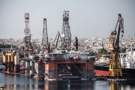 Cranes in Grand Harbour at Valletta, Malta