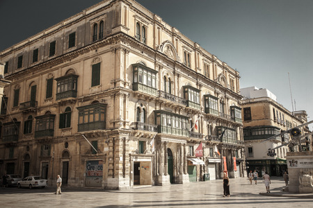 VALLETTA, MALTA - JULY 17: Typical building in Valletta on July 17, 2015 in Vallettaのeditorial素材