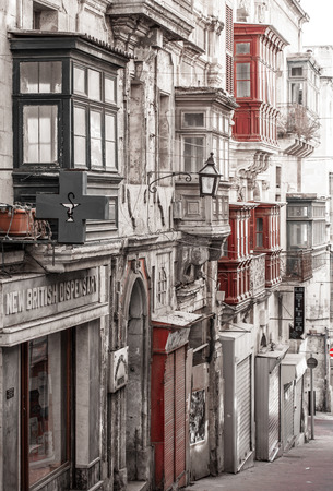 Balcony on the building - Valletta, Maltaのeditorial素材