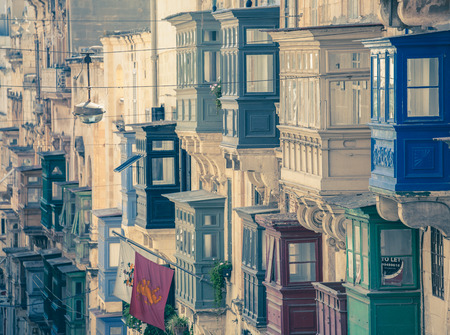 Balcony on the building - Valletta, Maltaのeditorial素材