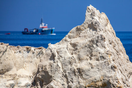 Ship on the sea, Maltaの写真素材
