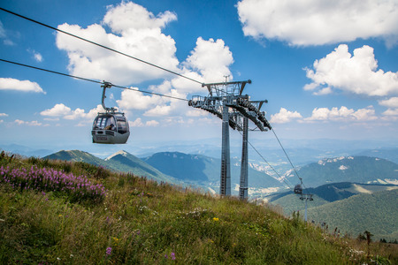 VRATNA, SLOVAKIA - AUGUST 7: Cableway at mountain range Mala Fatra on August 7, 2015 in Vratnaのeditorial素材