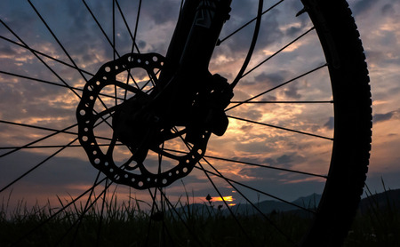 Bicycle and evening skyの写真素材