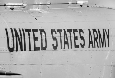 SlIAC, SLOVAKIA - AUGUST 29: Text on helicopter UH-60 Blackhawk at International air fest SIAF 2015 at airport Sliac on August 29, 2015 in Sliacのeditorial素材