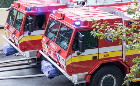 ASNA, SLOVAKIA - OCTOBER 6: Fireman truck in front of hotel Junior Jasna  in Low Tatras mountains on...