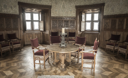 BOJNICE, SLOVAKIA - SEPTEMBER 14: Interior of Bojnice castle on September 14, 2015 in Bojniceのeditorial素材