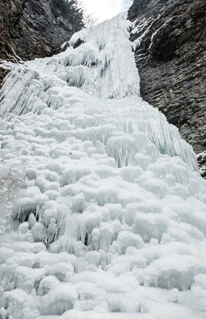 Icefall - frozen Brankovsky waterfall, Slovakiaの写真素材