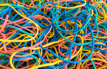 Colored rubber bands - close up viewの写真素材