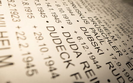 VAZEC, SLOVAKIA - OCTOBER 30: Book of the dead from World war two on October 30, 2015 in Vazecのeditorial素材
