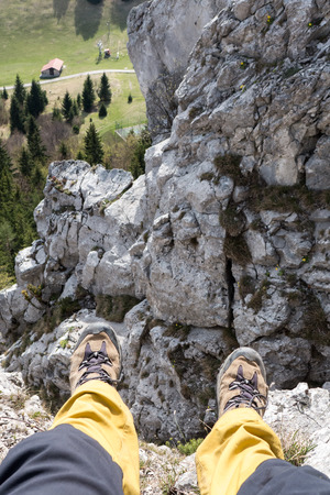 Hiking shoes on tour - detailの写真素材