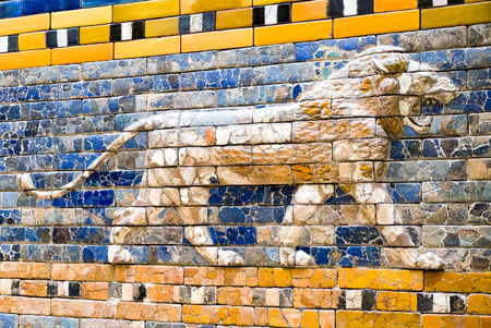 Lyon on procession street from Babylon town in Pergamon musem, Berlin - Germanyのeditorial素材