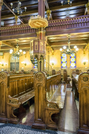 BUDAPEST, HUNGARY - MAY 7:  Empty seats in Great jewish synagogue - biggest in europe on May 7, 2017 in Budapestのeditorial素材