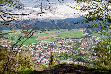 Small town Ruzomberok from hill Cebrat in Slovakiaのeditorial素材