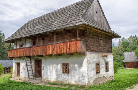 Wooden cottage in open-air museum of Slovak village, Martin - Slovakiaのeditorial素材