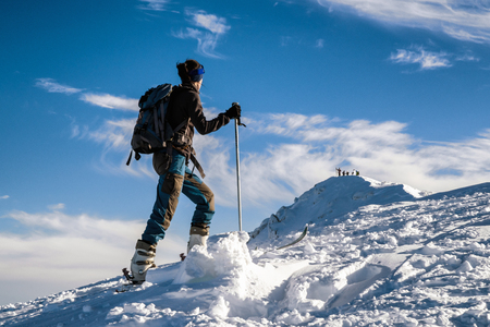 Ski mountaineering in resort Jasna in Low Tatras mountains, SLovakiaの写真素材