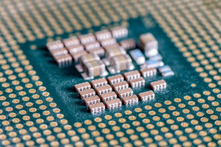 Close up view on component from PC. processor