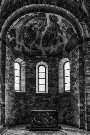 Altar in historic chapel at Saint George basilica in Prague, Czech republicのeditorial素材