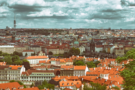 Prague city, Czech republic. Vintage photographyの写真素材