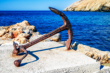 Big old anchor at resort panormos, Crete - Greeceの写真素材