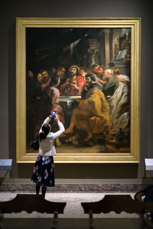 MILAN, ITALY - APRIL 14:  Peter Paul Rubens painting Last Supper in gallery Pinacoteca di Brera on April 14,2 018 in Milanのeditorial素材