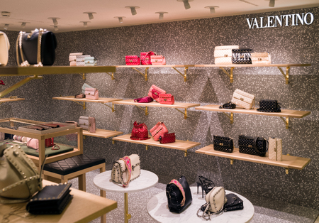 MIlAN, ITALY - APRIL 16: Luxury brand shop in Milan on April 16, 2018 in Milanのeditorial素材