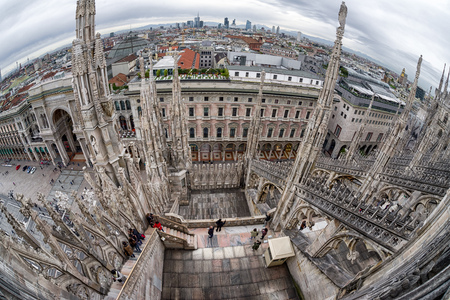 MILAN, ITALY - APRIL 15: View from cathedral Duomo di Milan on April 15, 2018 in Milanのeditorial素材